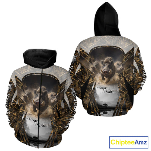 Beautiful Custom Camo Boar Hunting Shirt With Full All Over 3D Printing For Boar Hunters NBT162