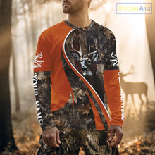 Load image into Gallery viewer, Custom Whitetail Deer Hunting Shirt 3D All Over Print with Orange Camo US Flag Hunting Gifts NBT253