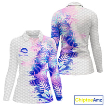 Load image into Gallery viewer, Womens Golf Polo Shirts Custom Hologram Tropical Leaves Golf Shirts, Womens Golf Tops NBT544