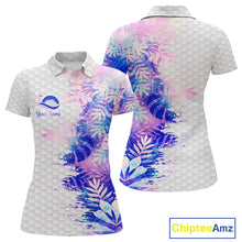 Load image into Gallery viewer, Womens Golf Polo Shirts Custom Hologram Tropical Leaves Golf Shirts, Womens Golf Tops NBT544