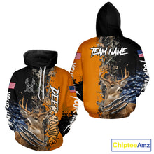 Load image into Gallery viewer, Whitetail Deer Hunting Orange Forest Camo US Flag Shirts, Personalized Hunting Shirt NBT258