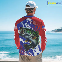 Load image into Gallery viewer, Bass Fishing American Flag Fishing Shirts Long Sleeve, Bass Fishing Shirts For Men, UPF Fishing Shirts NBT436