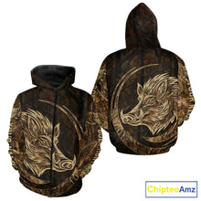 Load image into Gallery viewer, Best Brown Camo Boar Hunting Clothes Custom Name Boar Design Hunting Gifts for Hunter NBT183