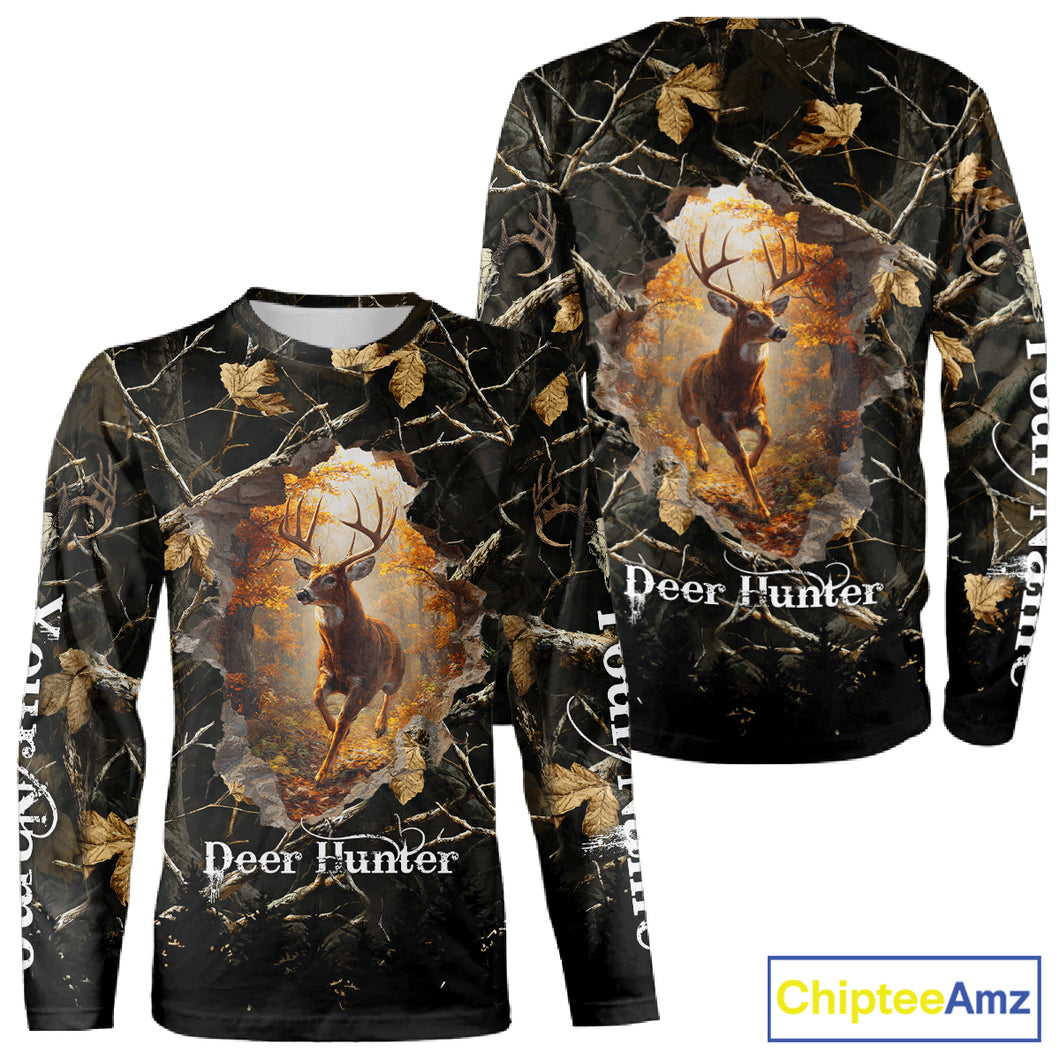 Personalized Whitetail Deer Hunting Camo 3D Print Custom Name Shirts, Hunting Gifts NBT85