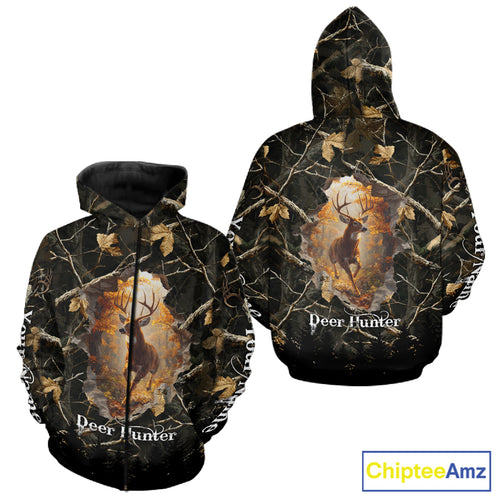 Personalized Whitetail Deer Hunting Camo 3D Print Custom Name Shirts, Hunting Gifts NBT85