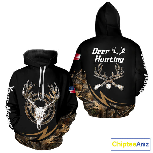 Deer Hunting Camo with US Flag 3D Printed Shirts for Men, Best Gift Ideas for Hunters NBT186