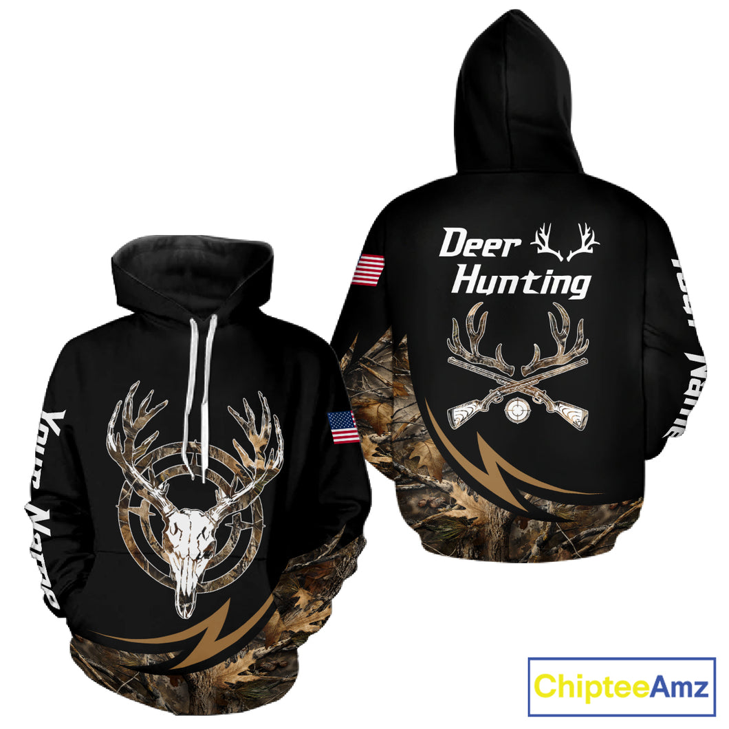 Deer Hunting Camo with US Flag 3D Printed Shirts for Men, Best Gift Ideas for Hunters NBT186