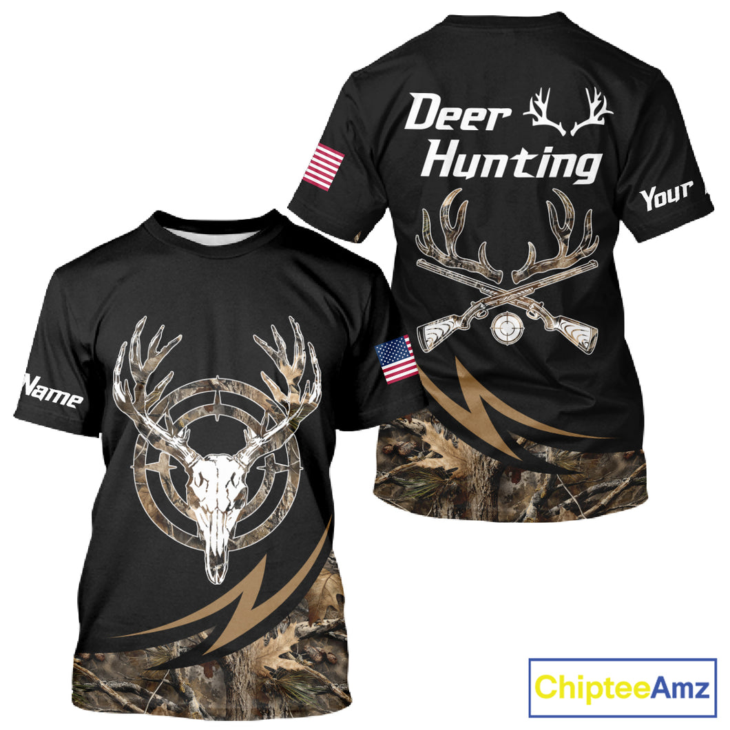 Deer Hunting Camo with US Flag 3D Printed Shirts for Men, Best Gift Ideas for Hunters NBT186