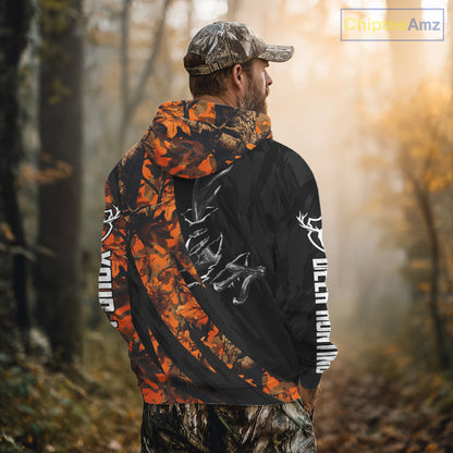 Personalized Deer Hunting Shirt with Antler 3D All Over Print Orange Camo Hunting Clothes NBT271