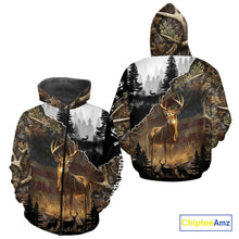 Load image into Gallery viewer, Whitetail Deer Hunting US Flag Camouflage Custom 3D Shirts, Personalized Deer Hunting Shirt NBT196