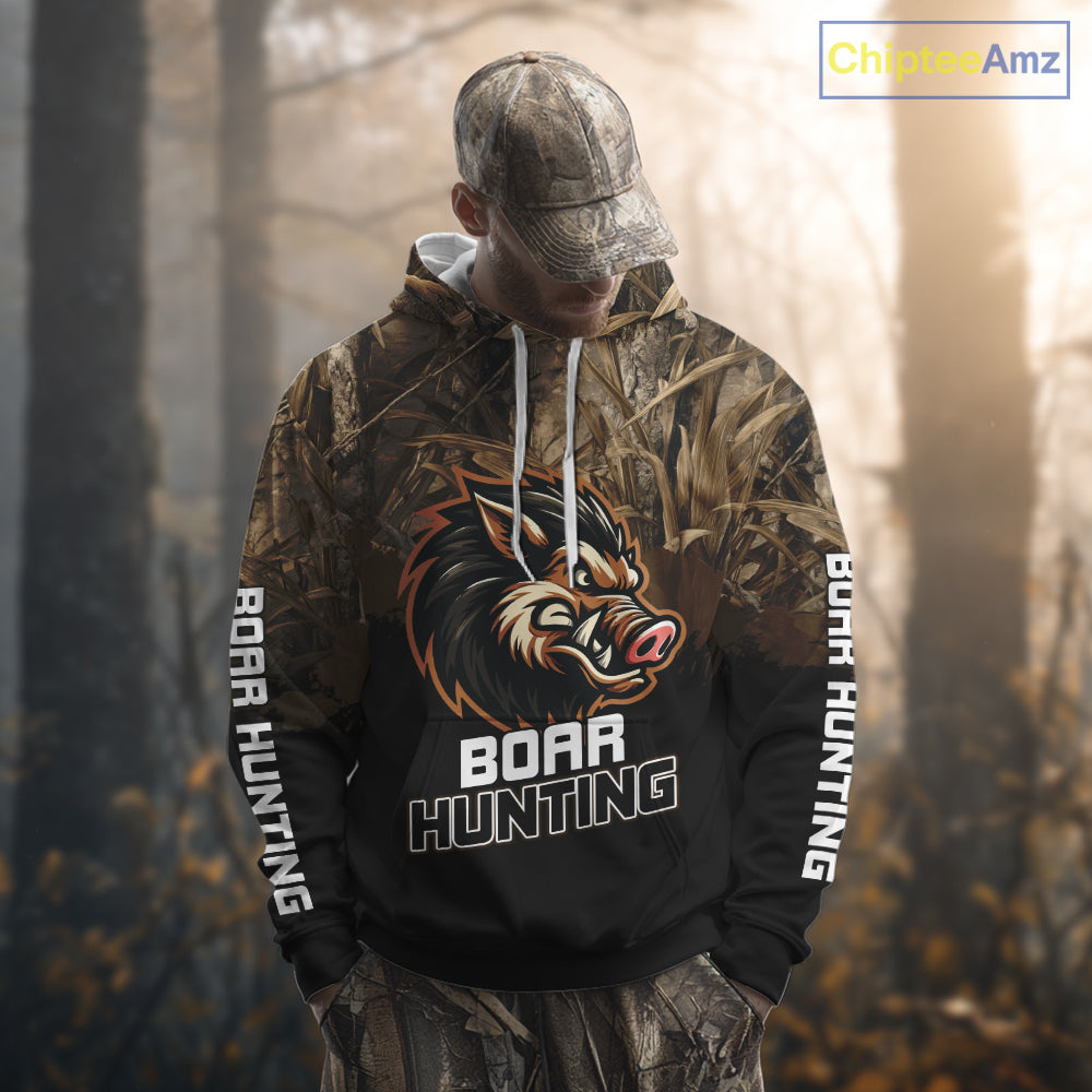 Custom Wild Boar Hunting Grass Camouflage 3D Printed Shirts, Hunting Gifts for Boar Hunter NBT201