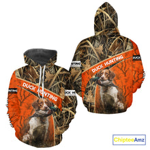 Load image into Gallery viewer, Duck Hunting Orange Camo Custom Name 3D Full Printing Shirts, Hunting Apparel for Duck Hunter NBT114