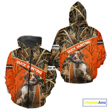 Load image into Gallery viewer, Duck Hunting Orange Camo Custom Name 3D Full Printing Shirts, Hunting Apparel for Duck Hunter NBT114