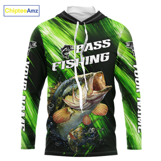 Green Camo Largemouth Bass Fishing Jersey For Men, Bass Fishing Performance Shirts Personalized Gifts NBT370