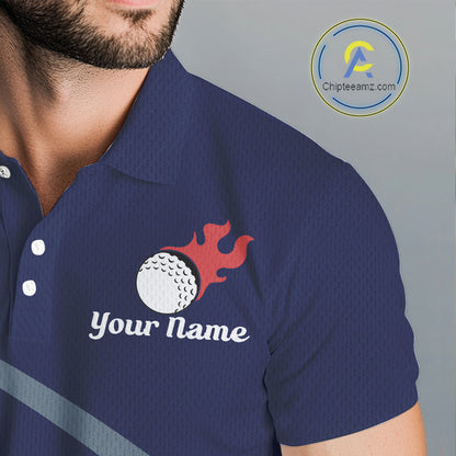 Funny Golf Balls Pattern Mens Golf Polo Shirts Custom Name Golf Apparel For Men | Blue NBT740