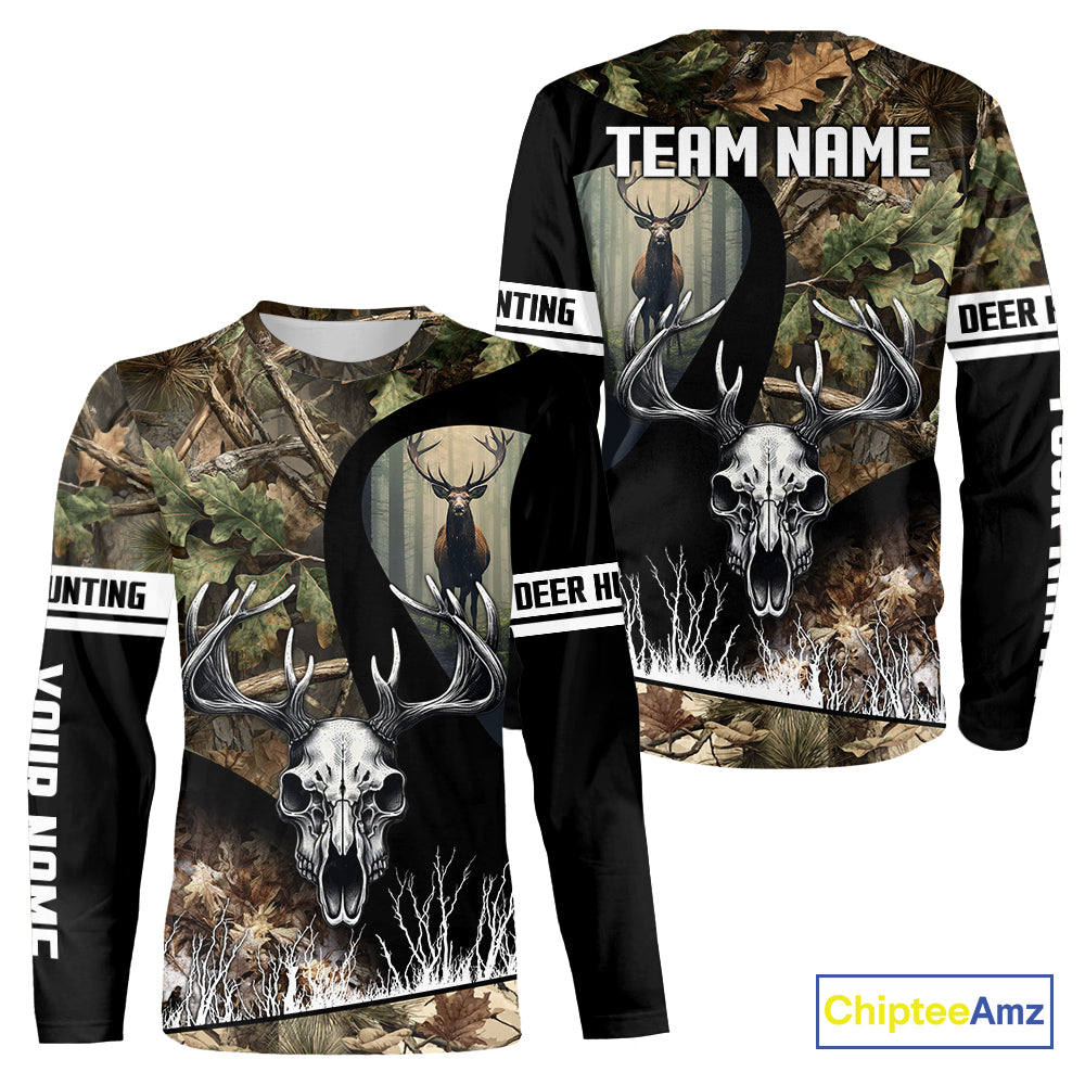 Camo Deer Hunting Shirt with Antlers Skull – Personalized Hunting Clothes, Hunting Gifts for Men NBT43