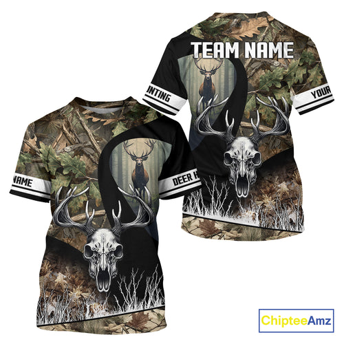 Camo Deer Hunting Shirt with Antlers Skull – Personalized Hunting Clothes, Hunting Gifts for Men NBT43