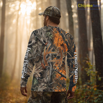 Deer Hunting Full Camo Printing Custom Name Shirts, Best Deer Hunting Clothes for Men NBT154
