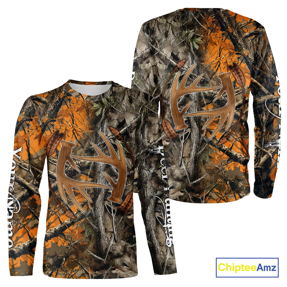 Deer Hunting Full Camo Printing Custom Name Shirts, Best Deer Hunting Clothes for Men NBT154