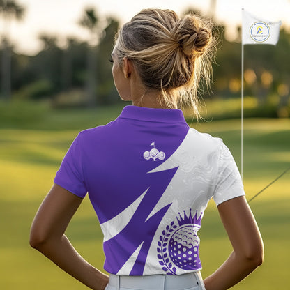 Womens Golf Polo Shirts Custom Name Purple And White Golf Shirt, Golf Attire NBT670
