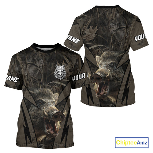 Boar Hunting Custom Name Brown Camouflage Hunting Clothes, Boar Hunting Outfit, Hunting Gifts NBT169