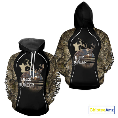 Deer Bow Hunting Camouflage Custom Name Shirts, Personalized Deer Hunting Clothes, Hunting Gifts NBT88