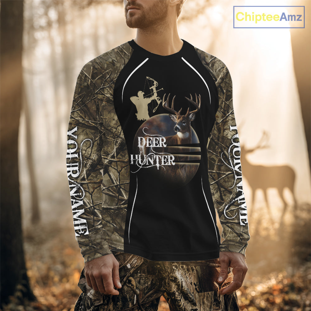 Deer Bow Hunting Camouflage Custom Name Shirts, Personalized Deer Hunting Clothes, Hunting Gifts NBT88
