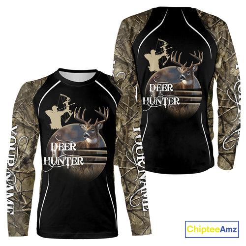 Deer Bow Hunting Camouflage Custom Name Shirts, Personalized Deer Hunting Clothes, Hunting Gifts NBT88