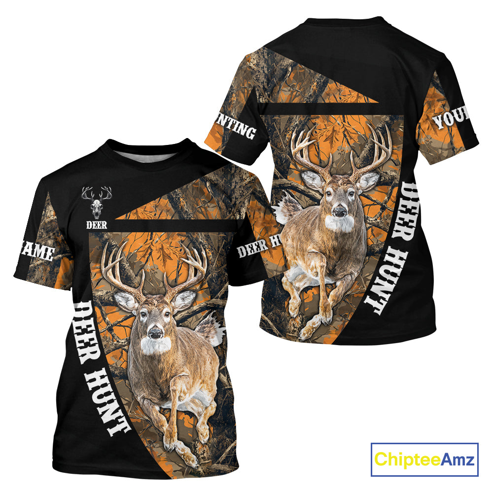 Custom Orange Camo Personalized Hunting Shirts for Men, Deer Hunting Clothes, Hunting Gifts NBT187