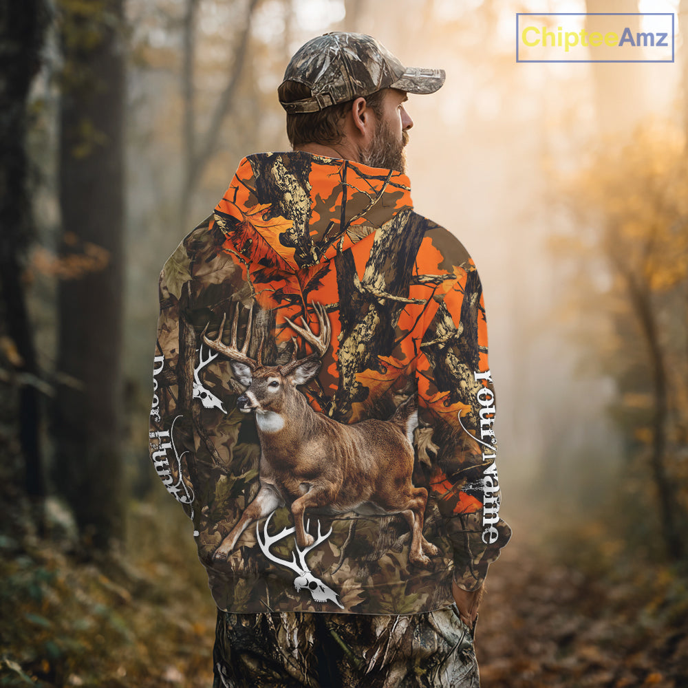 Personalized Whitetail Deer Hunting Camo Full Printing Shirts Deer Hunting Gift for Hunters NBT272