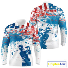 Load image into Gallery viewer, American Flag Golf Polo Shirt Custom Mens Golf Shirts US Flag Golf Polo Shirt NBT568