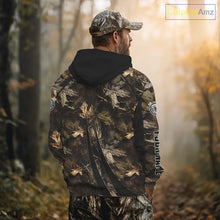 Load image into Gallery viewer, Personalized Whitetail Deer Hunting 3D All Over Printed Hoodie Brown Autumn Leaves Camo NBT276