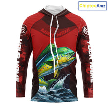 Load image into Gallery viewer, Custom Mahi Mahi Fishing Shirts For Team, Custom Saltwater Fishing Shirts|Red NBT467