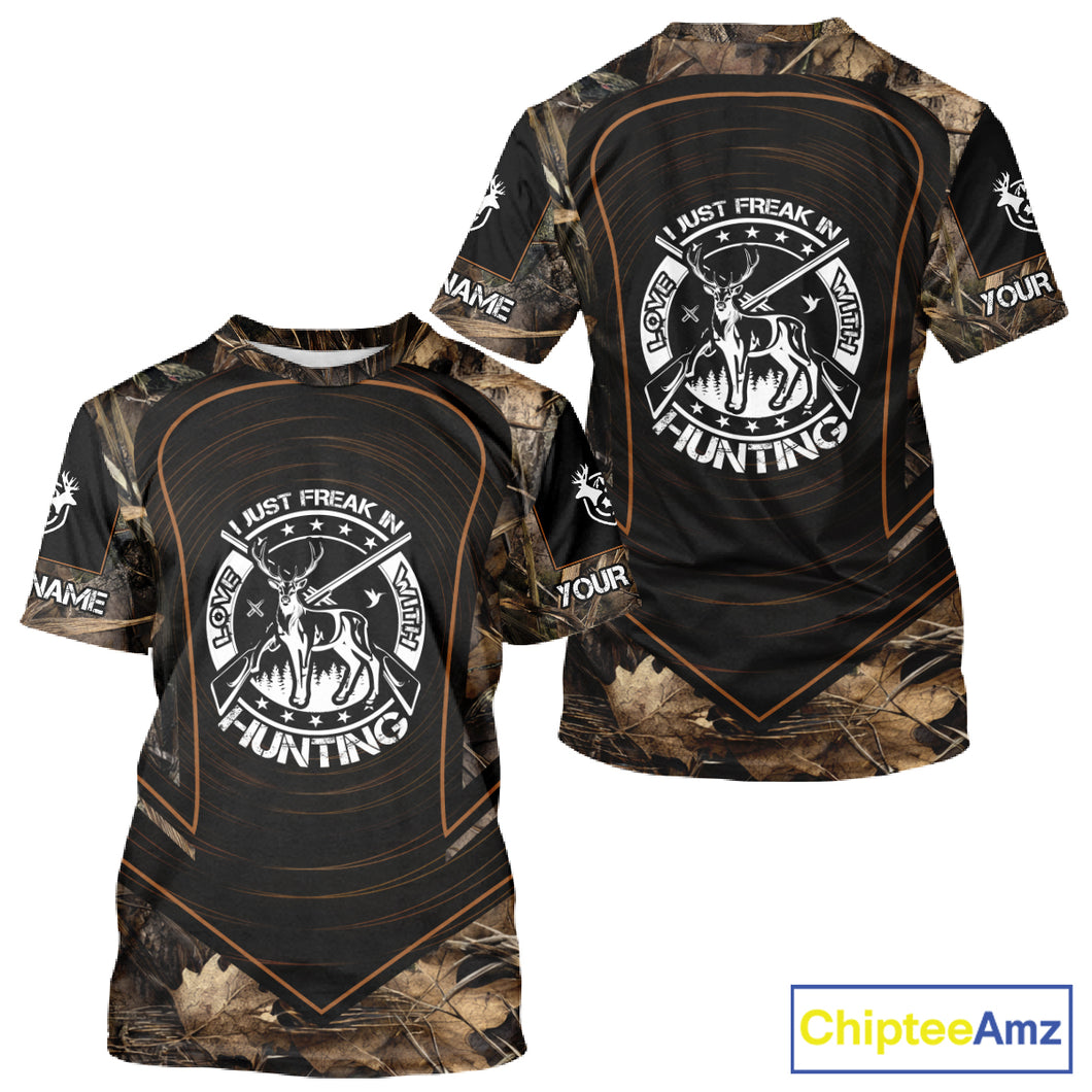 Brown Camouflage Deer Hunting 3D Printing Custom Name Shirts, Deer Hunting Apparel, Hunting Gifts NBT213
