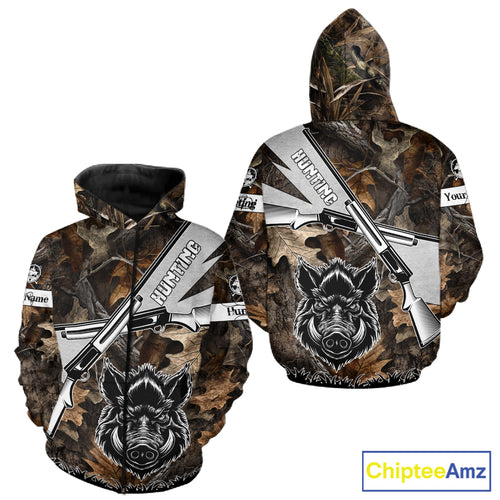 Wild Boar Hunting Rifle Vector 3D Printed Custom Name Shirts, Boar Hunting Clothing, Hunting Gifts NBT219