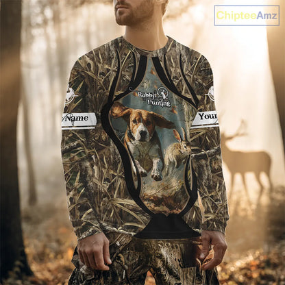 Personalized Rabbit Hunting Beagle Dog 3D All Over Printed Shirts, Hunting Clothes for Men NBT326