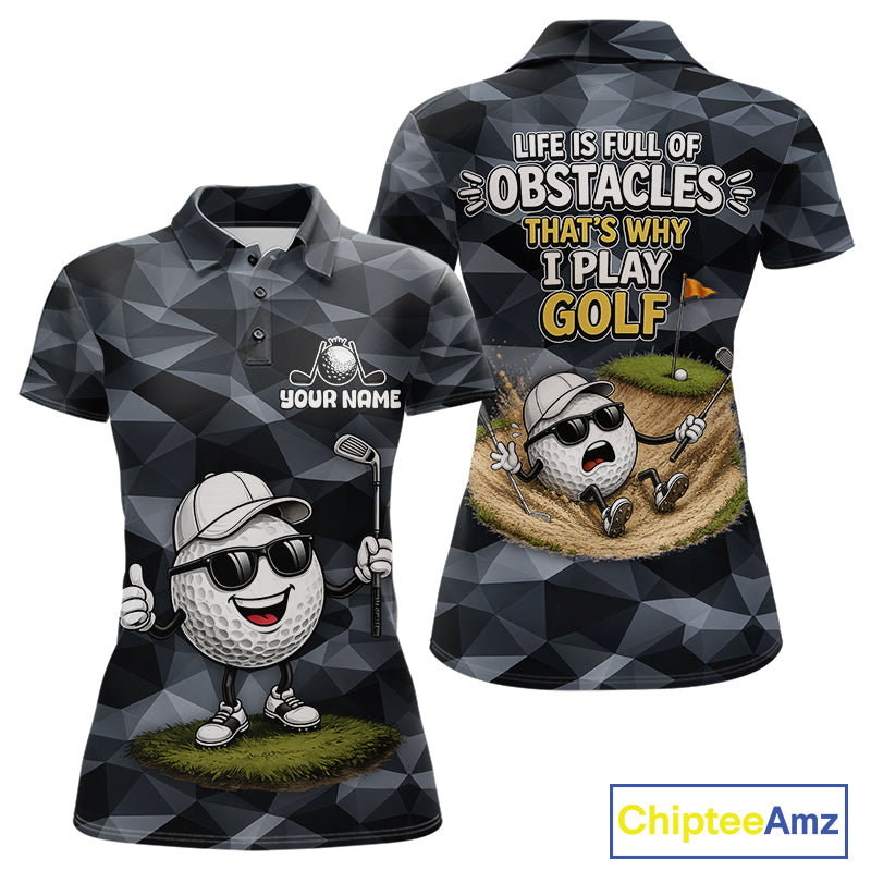Funny Womens Golf Polo Shirts Custom Golf Ball Camo Pattern Golf Outfits, Best Golf Gifts NBT836