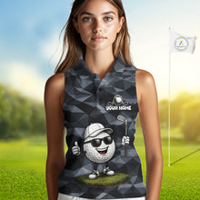 Load image into Gallery viewer, Funny Womens Sleeveless Golf Polo Shirts Custom Golf Ball Camo Pattern Golf Outfits, Best Golf Gifts NBT836
