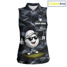 Load image into Gallery viewer, Funny Womens Sleeveless Golf Polo Shirts Custom Golf Ball Camo Pattern Golf Outfits, Best Golf Gifts NBT836