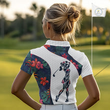Load image into Gallery viewer, Custom Name Colorful Tropical Pattern Golf Women's Polo Shirt, White Golf Shirt, Team Golf Top NBT498