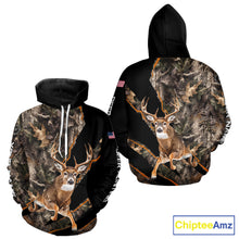 Load image into Gallery viewer, Whitetail Deer Hunting Brown Camo with Scope US Flag Shirts, Deer Hunting Clothes for Hunters NBT230