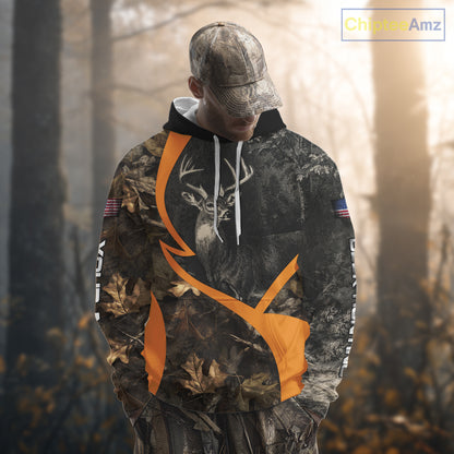 Deer Hunting Dark Brown Camouflage 3D All Over Printing Shirts, Hunting Gifts for Men NBT232