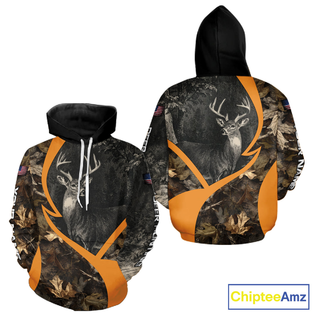 Deer Hunting Dark Brown Camouflage 3D All Over Printing Shirts, Hunting Gifts for Men NBT232