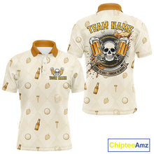 Load image into Gallery viewer, Born To Golf polo shirt back view argyle beer pattern