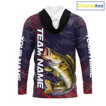 Load image into Gallery viewer, Personalized Walleye Fishing Shirts with Hood Purple Camo, Walleye Fishing Tounament Shirts NBT443