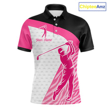 Load image into Gallery viewer, Pink Zebra Pattern Mens Golf Polo Shirts Custom Name Gift For Golf Lovers NBT580