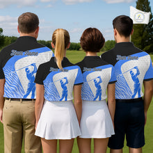 Load image into Gallery viewer, Blue Zebra Pattern Mens Golf Polo Shirts Custom Name Gift For Golf Lovers NBT582
