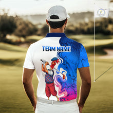 Load image into Gallery viewer, Man wearing Funny Rooster Camouflage Golf Polo Shirt Men on Golf Course with Custom Team Name on the back