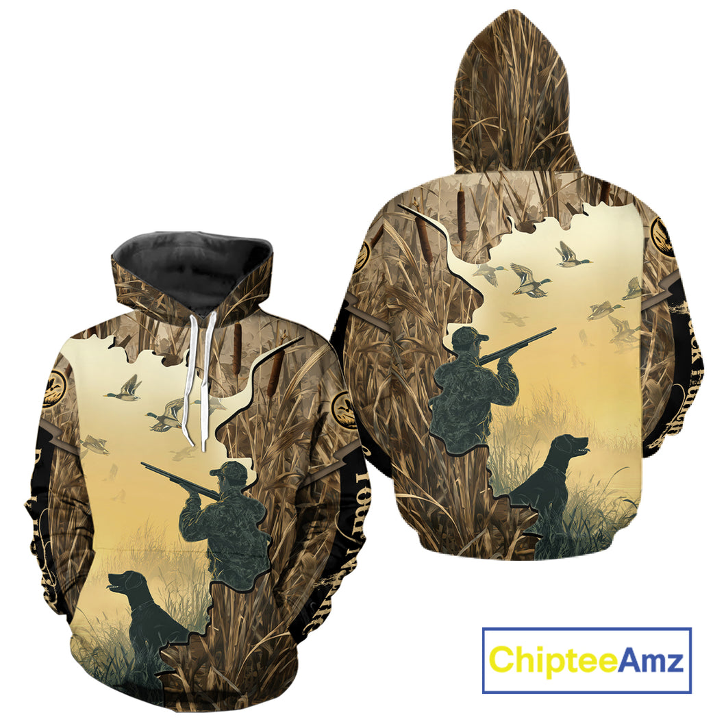 Mallard Duck Hunting Waterfowl Camouflage Shirts, Personalized Duck Hunting Gifts NBT112