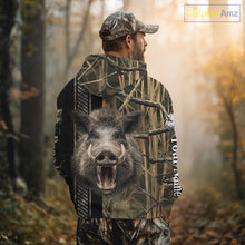 Load image into Gallery viewer, Personalized Wild Hog Hunting Camo Custom Name Best Gifts for Hunters, Boar Hunting Clothes NBT115